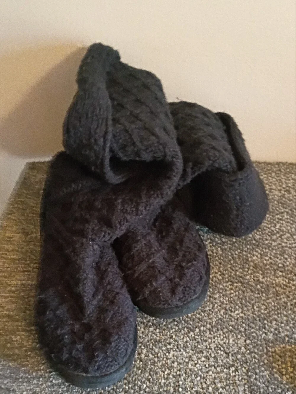 UGG Knit Button-Trim Black Foldover Winter Boots Slze 7